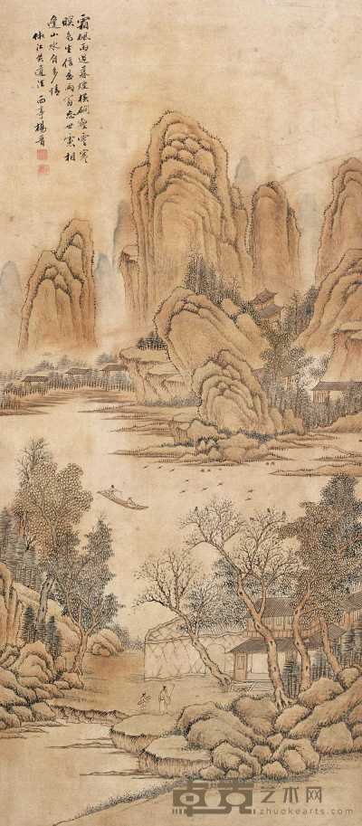 杨晋（传） 山水图 立轴 93×41cm